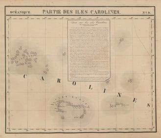 Océanique. Partie des Iles Carolines #9. Yap Micronesia. VANDERMAELEN 1827 map