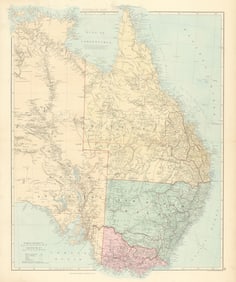 Eastern Australia. New South Wales Victoria Queensland. STANFORD 1887 old map