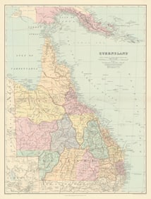 Queensland. British New Guinea. Great Barrier Reef. 68x52cm. STANFORD 1904 map