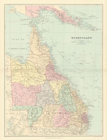 Queensland. British New Guinea. Great Barrier Reef. 68x52cm. STANFORD 1894 map
