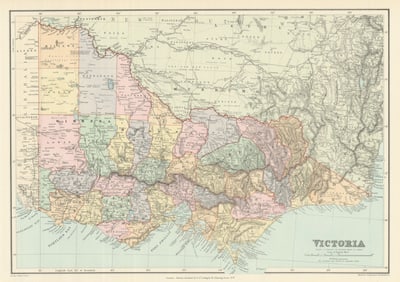 Victoria, Australia. Explorers routes. Landscape observations. STANFORD 1894 map