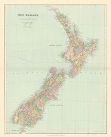 New Zealand. Counties. Railways. Large 64x50cm. STANFORD 1894 old antique map