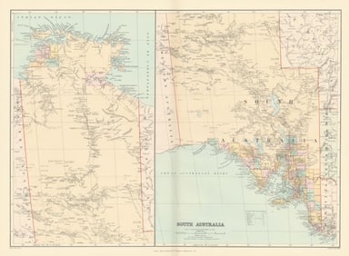 South Australia & Northern Territory. Explorers' routes. Large STANFORD 1896 map