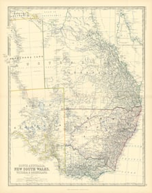 South Australia New South Wales Victoria Queensland 50x60cm. JOHNSTON 1876 map