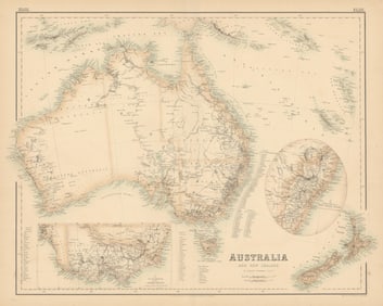 Australia & New Zealand. Victoria & New South Wales. FULLARTON c1863 old map