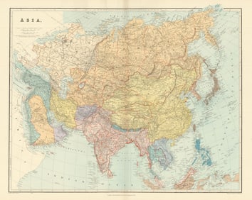 ASIA Japanese Formosa British India Siam Oman Abu Debi (Dhabi) STANFORD 1904 map
