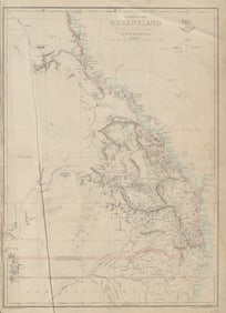 COLONY OF QUEENSLAND (AUSTRALIA)'. Current & 1850 NSW border. WELLER 1862 map