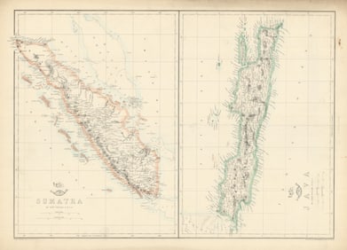 SUMATRA & JAVA. Dutch East Indies. Singapore. Indonesia. WELLER 1863 old map