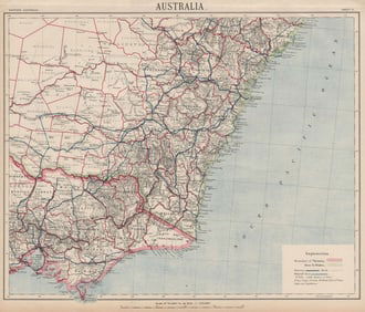 VICTORIA NEW SOUTH WALES Sydney. Railways telegraphs. Australia. LETTS 1889 map