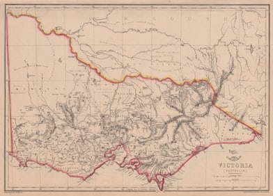 VICTORIA. Shows 1st Australian steam railway Geelong-Melbourne. WELLER 1863 map