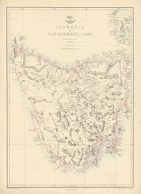 TASMANIA OR VAN DIEMEN'S LAND. Shows townships not yet settled. WELLER 1863 map