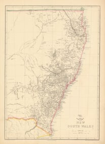 New South Wales' & Gold Coast/Brisbane. State map. Australia. WELLER 1863