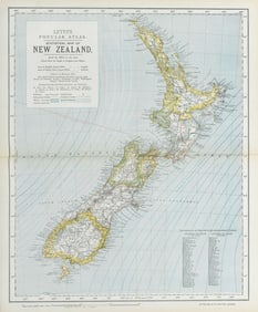 NEW ZEALAND Lighthouses railways telegraph cables ocean currents. LETTS 1883 map