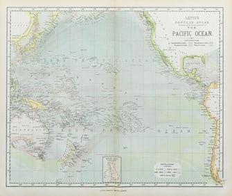 PACIFIC OCEAN & ISLANDS. Australasia. Currents. LETTS 1883 old antique map