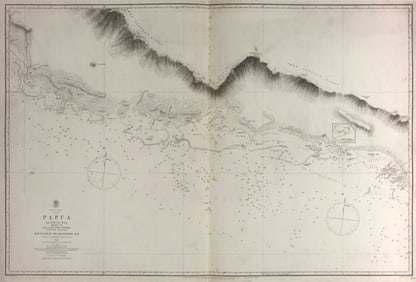 British New Guinea South Coast. Orangerie Bay. Admiralty sea chart 1880 map