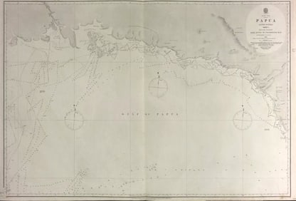 British New Guinea South Coast. Deception Bay. Admiralty sea chart 1880 map