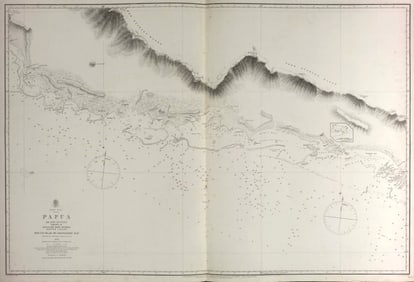 Papua/British New Guinea South Coast Orangerie Bay. Admiralty sea chart 1880 map