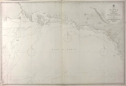British New Guinea South Coast. Aird River. Admiralty sea chart 1880 old map