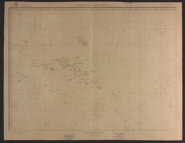 South Pacific Ocean. French Polynesia Cook Islands. US Navy sea chart 1895 map
