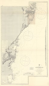 New South Wales coast. Jervis Bay to Sydney. ADMIRALTY sea chart 1869 (1955) map