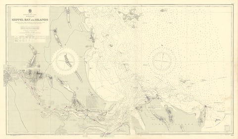 Keppel Bay & Islands, Queensland Rockhampton ADMIRALTY sea chart 1865 (1956) map