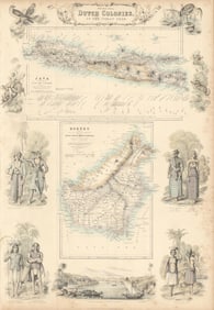 Principal Dutch Colonies in the Indian Seas. Java & Borneo. Indonesia c1863 map