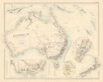 Australia & New Zealand. Victoria & New South Wales. FULLARTON c1863 old map