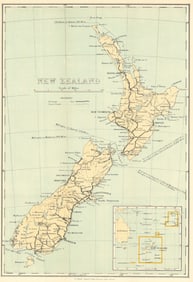 New Zealand showing Cook Islands Territory Dependencies by Marcus Marks 1919 map