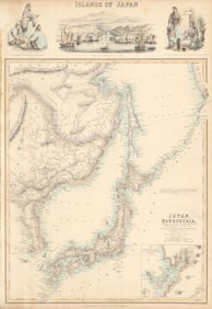 Japan & Mandshuria. Shimonoseki & Nagasaki. Manchuria. FULLARTON c1863 old map