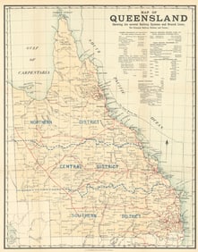 Map of Queensland showing the several Railway Systems… by A.J. Cumming 1919