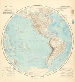 WESTERN HEMISPHERE. The Americas; Pacific Ocean; New Zealand. LETTS 1892 map