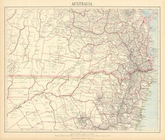 NEW SOUTH WALES & QUEENSLAND. Brisbane Sunshine/Gold Coast. LETTS 1892 map