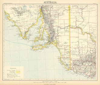 SOUTH AUSTRALIA Victoria NSW. Adelaide. Railways. Wine country. LETTS 1892 map