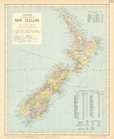 NEW ZEALAND Lighthouses railways telegraph cables ocean currents. LETTS 1892 map