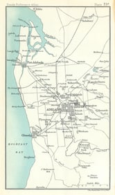 Environs of Adelaide. South Australia. BARTHOLOMEW 1909 old antique map chart