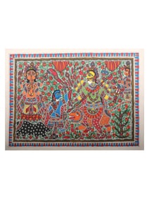 The Timeless Allure of the Tree of Life  This exquisite Madhubani painting, meticulously crafted by