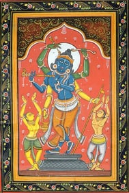 A Composite Image of Shri Rama, Chaitanya Mahaprabhu and Shri Krishna with Devotees