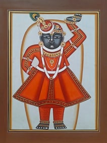 Introducing a Masterpiece: The Divine Shrinathji  This exquisite handmade Pichwai painting captures