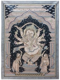 Four-Handed Dancing Ganesha Served By Consorts Riddhi Siddhi | By ‎Ratikanta Moharana