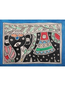 Embrace the Vibrancy of Madhubani Art  This exquisite handmade paper painting, crafted by the