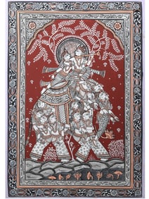 A Glimpse into Odisha's Artistic Heritage: The Saki Pattachitra  This exquisite Pattachitra