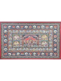 The Dance of Divine Love  This exquisite Pattachitra painting depicts the Rasa Lila, a sacred dance