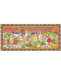 Embrace the Vibrant Spirit of Madhubani Art  This exquisite 28-inch Madhubani painting, depicting a