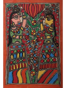 A Glimpse into Madhubani's Artistic Heritage  This exquisite Madhubani painting, "Madhubani Pattern