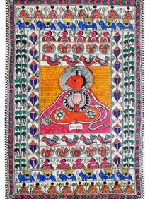 A Divine Tapestry: Unveiling the Majesty of Shrinathji  This exquisite Pichhwai painting, "Kamal