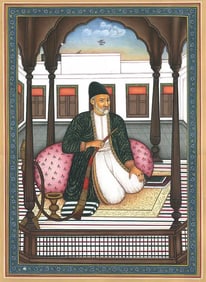 A Glimpse into the World of Sumo: A Mughal Watercolor Painting  This exquisite Mughal-style