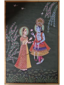 The Divine Presence of Shrinathji  This exquisite piece of Pichwai art, rendered in vibrant