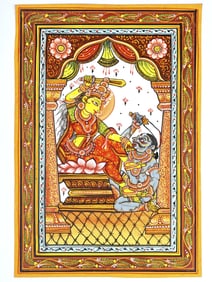 A Vision of Kali: The Pattachitra Depiction  This breathtaking Pattachitra painting captures the