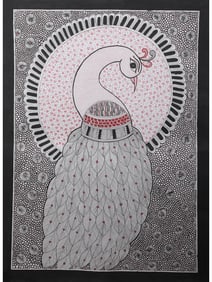 A Vibrant Tapestry of Life: Unveiling the Madhubani Tree of Life  This exquisite Madhubani painting,