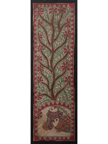 A Splash of Myth and Color: The Madhubani "Happy Fishes"  This vibrant Madhubani painting, titled